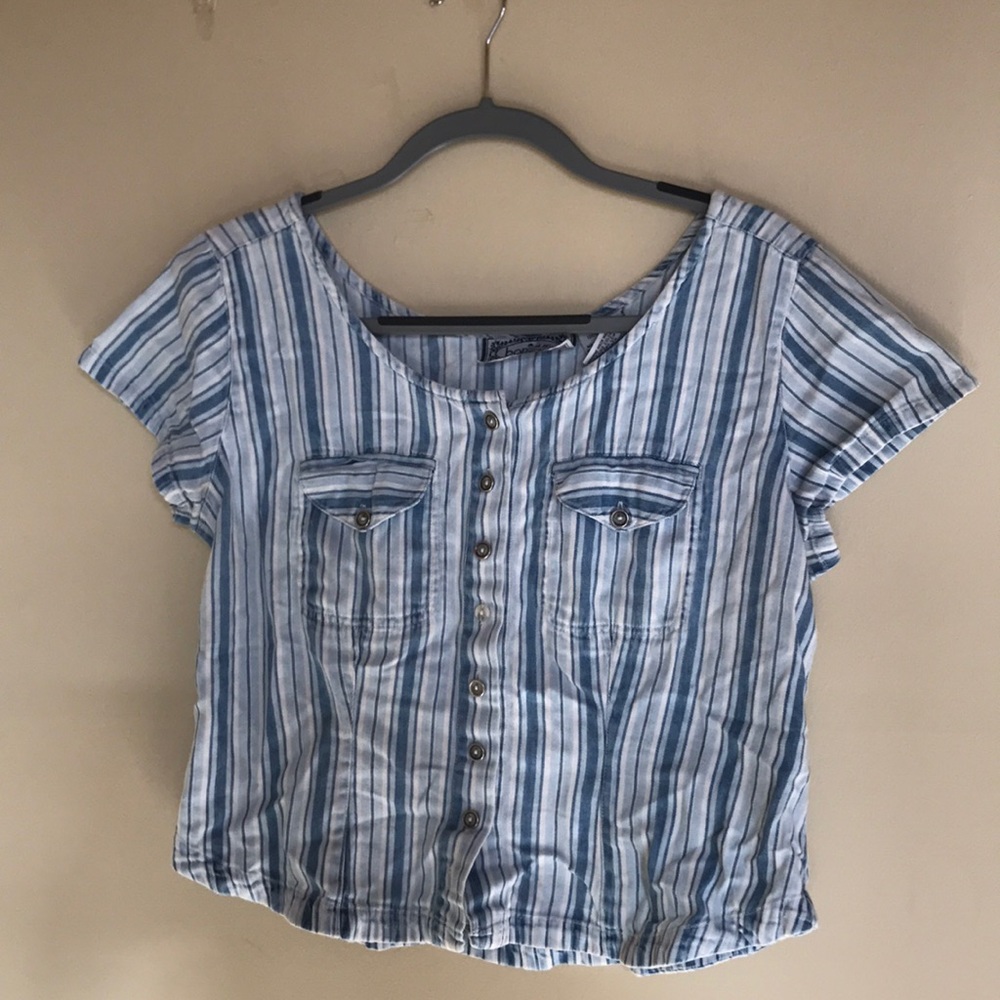Vintage striped pocket top